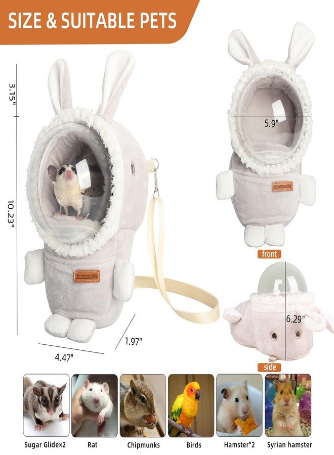 HardcorePet Hamster Carrier Rat Bag Cute Rabbit Shape Small Animal Sugar Glider Travel Pouch Gerbil Hedgehog Portable Travel Carrier Outdoor Hangbag Grey Squirrel Rat Carrier (Grey) - Image 3